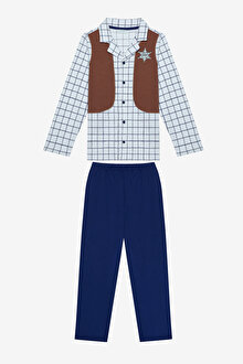 Erkek Çocuk Sheriff Gömlek Çok Renkli Pijama Takımı