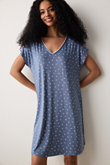 Alia Printed Gri Gecelik_1