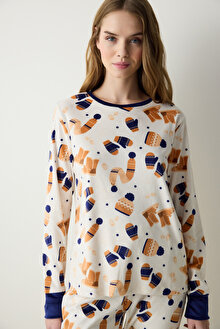 Winter Day Fuzzy Çok Renkli Sweatshirt