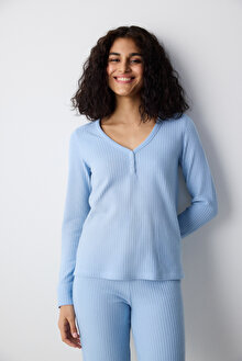 Blue Soft Açık Mavi Pantolon Pijama Takımı_1