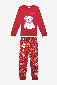 Kız Çocuk Fancy  Kırmızı Pijama Takımı