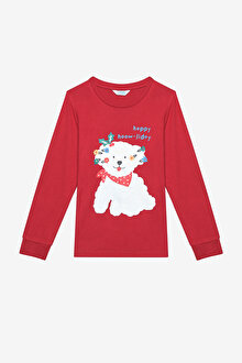 Kız Çocuk Fancy  Kırmızı Pijama Takımı_1