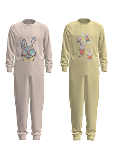 Kız Çocuk Volleybunny 2li Çok Renkli Pijama Takımı