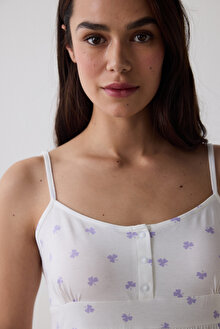 Lana Printed Pantolon Kırık Beyaz Pijama Takımı_1