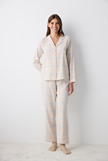 Pamuklu Ellie Checked Gömlek Pantolon Pijama Takımı