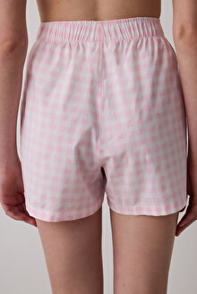 Pink Gingham Şort Pembe Pijama Altı_1