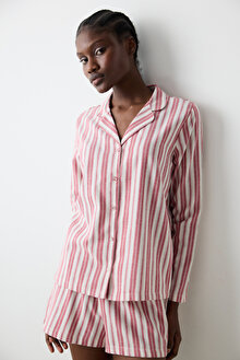 Aria Striped Kırmızı Gömlek Pantolon Pijama Takımı