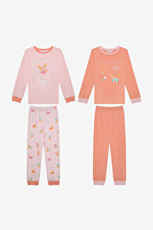 Kız Çocuk Put On Ribbon 2li Çok Renkli Pijama Takımı