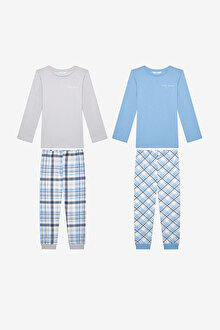 Erkek Çocuk Plaid 2li Çok Renkli Pijama Takımı