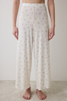 Bloom Printed Ekru Pantolon