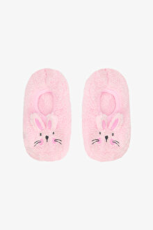 Pembe Kız Çocuk Rabbit Tavşan Nakışlı Aksesuarlı Kaymaz Tabanlı Ev Çetiği PNLHY85525SK-LP4 - Pembe - Penti