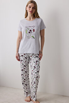 Salad Gri Pantolon Pijama Takımı