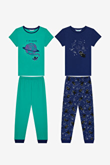 Erkek Çocuk Cat Galaxy 2li Çok Renkli Pijama Takımı