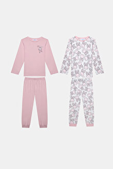 Kız Çocuk Bunnies Çok Renkli 2li Pijama Takımı