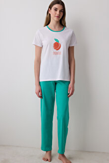 Peach Pantolon Pijama Takımı