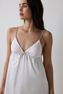Bridal Delicate Saten Kırık Beyaz Gecelik_1
