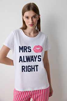 Always Right Pantolon Çizgili Beyaz Pijama Takımı - Penti Loves Paris Koleksiyonu_1