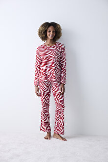 Red Zebra Kırmızı Pantolon Pijama Takımı