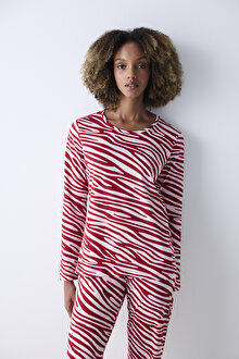 Red Zebra Kırmızı Pantolon Pijama Takımı_1