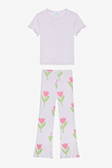 Kız Çocuk Tulips Lila Pijama Takımı