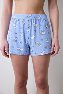 Bowtiful Printed Şort Açık Mavi Pijama Altı