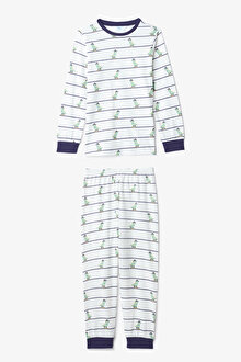Erkek Çocuk Dino Farm Çizgili Pamuklu Uzun Kollu 2'li Pijama Takımı PNW9A2F625SK-MIX - Çok Renkli - Penti_1