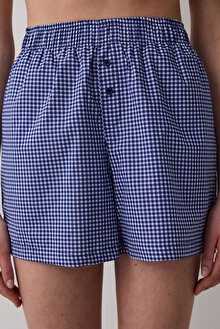 Blue Gingham Şort Lacivert Pijama Altı