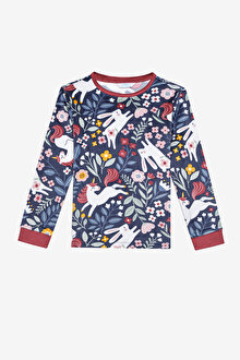 Kız Çocuk Dark Forest Mavi Pijama Takımı_1