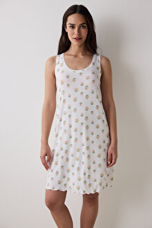 Bloom Printed Açık Yeşil Gecelik