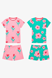 Kız Çocuk Flowers Çok Renkli 2li Pijama Takımı