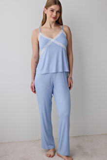 Hailee Blue Pantolon Pijama Takımı