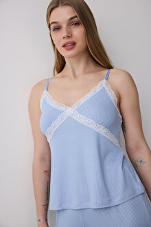 Hailee Blue Pantolon Pijama Takımı_1