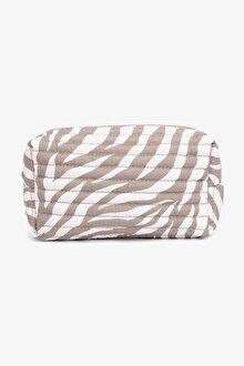 Zebra Ekru Makyaj Çantası