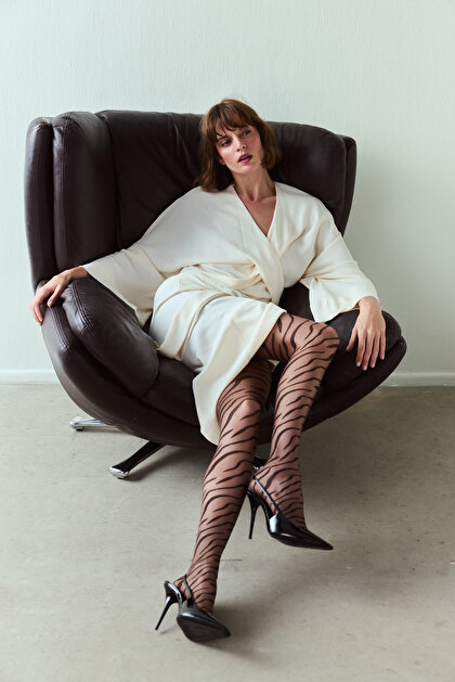 Kestane Zebra Desenli 20 Denye Külotlu Çorap