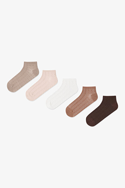 5 Pairs of Cotton Geometric Patterned Liner Socks