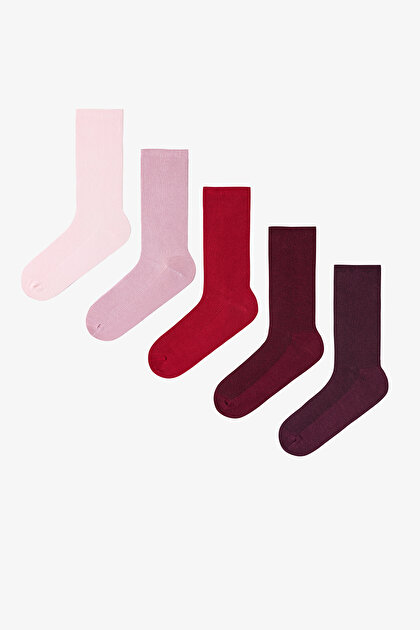 5 Pairs of Cotton Ribbed Colorful Socket Socks