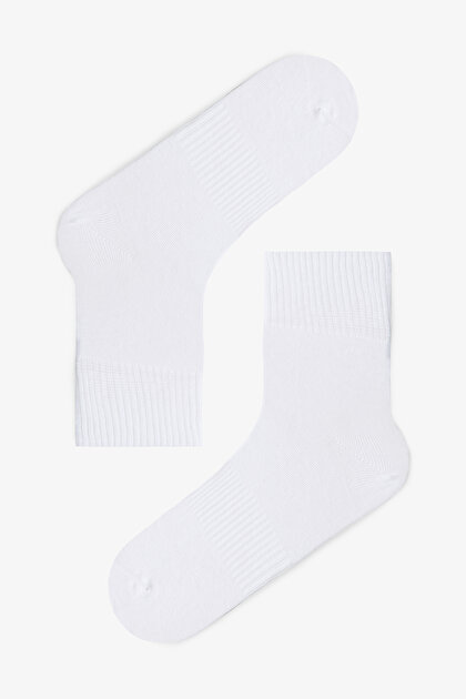 Beyaz Erkek Pamuklu Rahat Bilek Lastikli Basic Soket Çorap