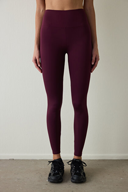 Bordo Yüksek Bel Smooth Feel Tayt