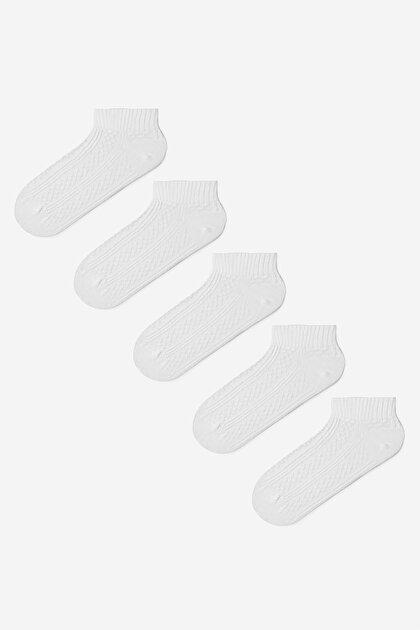5 Çift Pamuklu Kalın Bilek Detaylı Patik Çorap