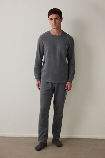 Antrasit Antra Erkek Relax Uzun Kollu Pijama Takımı