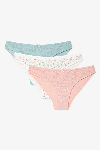 Karışık Renk Soil Blossom Düşük Bel Pointel 3'lü Slip Külot