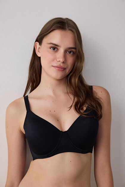 Siyah Büyük Beden Marvel Toparlayıcı Balenli Dolgusuz Sütyen