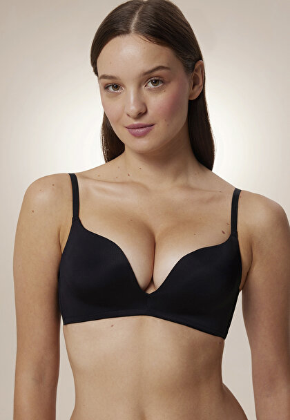 Black Decollette Push Up Bra