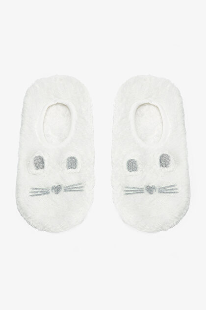 Off-White Cute Cat Embroidered Slippers