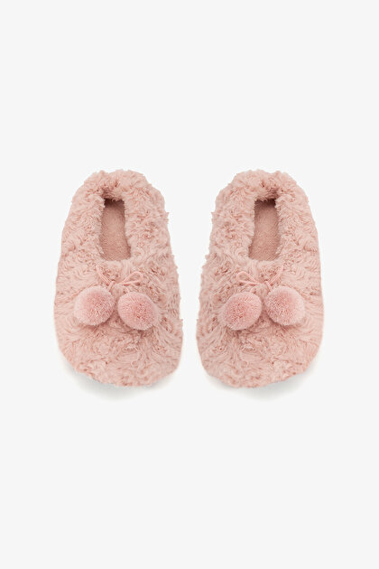 Pembe Cozy Ponponlu Ev Patiği
