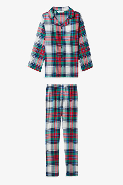 Unisex Children's Plaid Light Buttoned Pajama Set