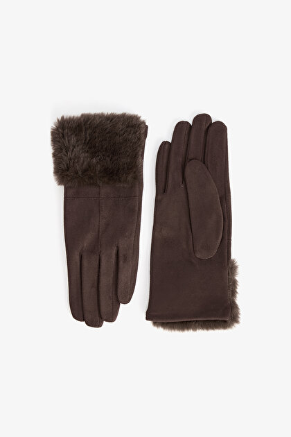 Brown Martina Faux Suede Gloves