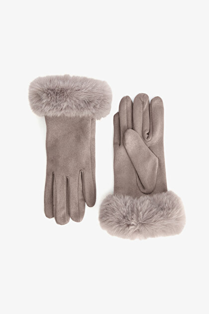 Gray Romina Faux Suede Gloves