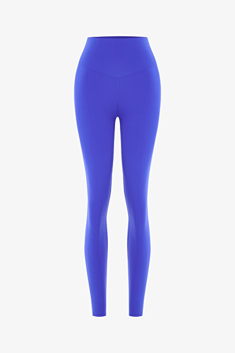 Navy Blue Medium Support Pocketed High Waist Leggings - 8