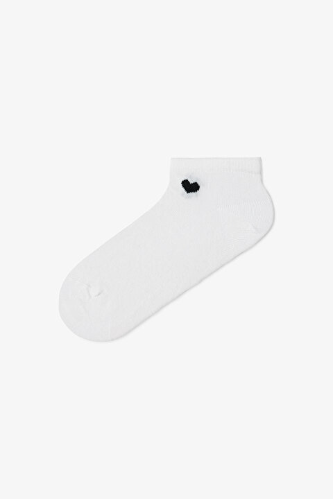 5 Çift Pamuklu Kalp Desenli Patik Çorap - 4